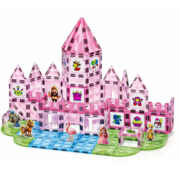 Klocki Magnetyczne Z Figurkami Pigmenty Karty Do Malowania Różowe 142 el. 