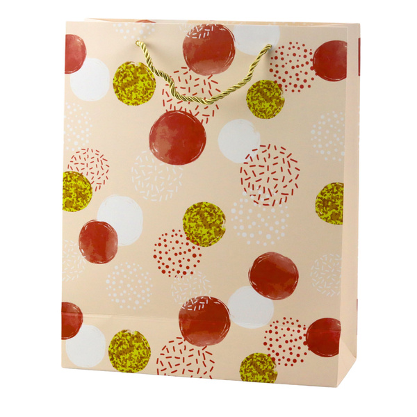 Torba Prezentowa Wzór Złote Kropki Pastelowa  32 × 26 × 10 cm