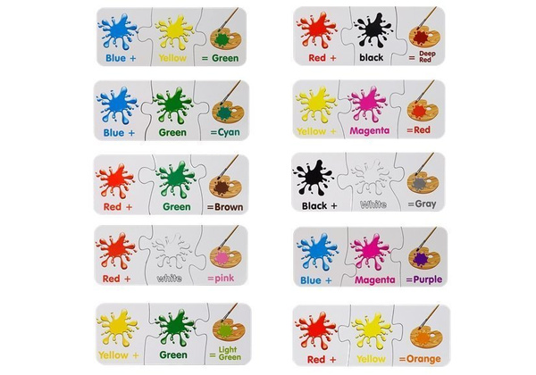 Puzzle Edukacyjne Kolory Po Angielsku 10 Połączeń 