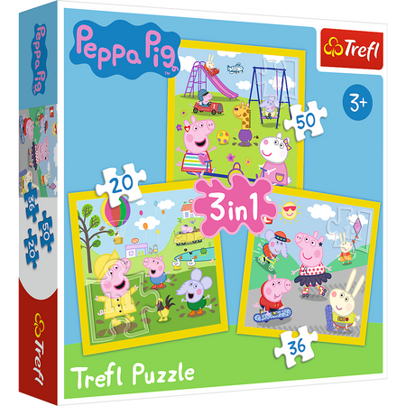 Puzzle - 3w1 (20, 36, 50) - Wesoły dzień Peppy - Świnka Peppa - Trefl 34849