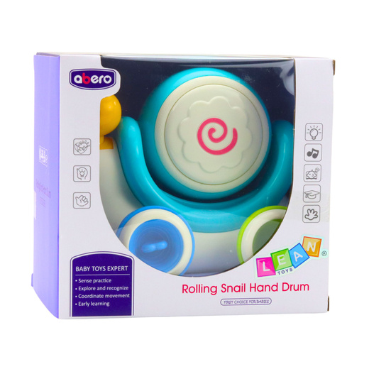 Interaktywny Ślimak Jeżdżący Bębenek Muzyczny Edukacyjny Niebieski