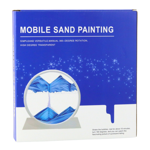 Obraz 3D Ruchomy Piasek Niebieski Dekoracja 360° Biały
