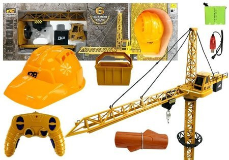 Dźwig Budowlany Żuraw Zdalnie sterowany R/C Obrót 680° Kask 128cm