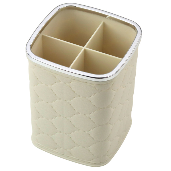 Organizer Pojemnik Na Pędzle Cztery Przegrody Biały 12 x 9,5cm 