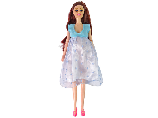Lalka W Ciąży Mama Niemowlę Otwierany Brzuch Niebieska Sukienka 30 cm 