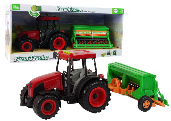 Duży Traktor Na Baterie Czerwony Siewnik Melodie 
