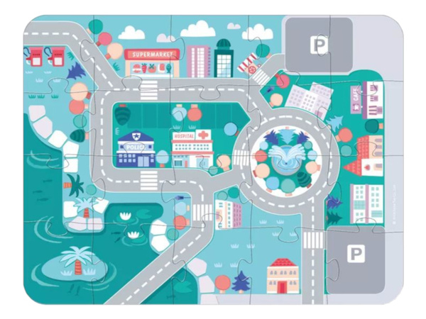 Zestaw Drewnianych Klocków Miasto Litery Puzzle 115 Sztuk 