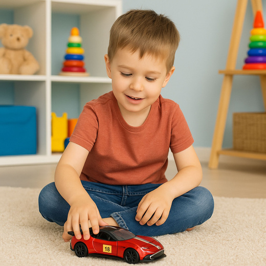 Samochód Wyścigowy Sportowy Metalowy Napęd Otwierane Drzwi Czerwony 1:32