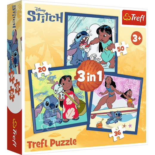 Puzzle - 3w1 (20, 36, 50) - Czas ze Stitchem - Lilo and Stitch - Trefl 34896 