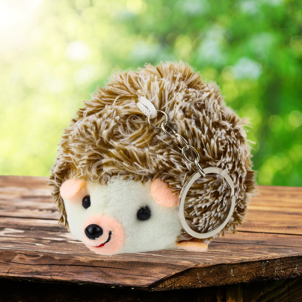 Pluszowy Jeż Maskotka Brelok Kółko Brązowy 9cm