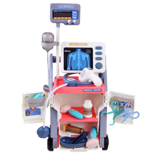 Zestaw Małego Doktora Wózek Medyczny RTG EKG Światła Różowy 16 el.