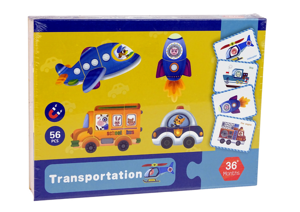Magnetyczna Układanka Książka Transport Puzzle Karty 