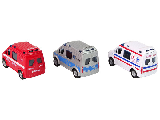 Metalowe Autko Mini Van Straż Pożarna Policja 8cm 
