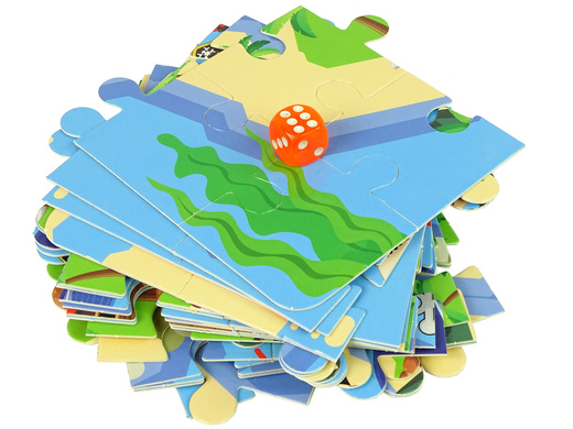 Drewniane Klocki Zamek Piraci Okręt 46 Elementów Puzzle Liczby 