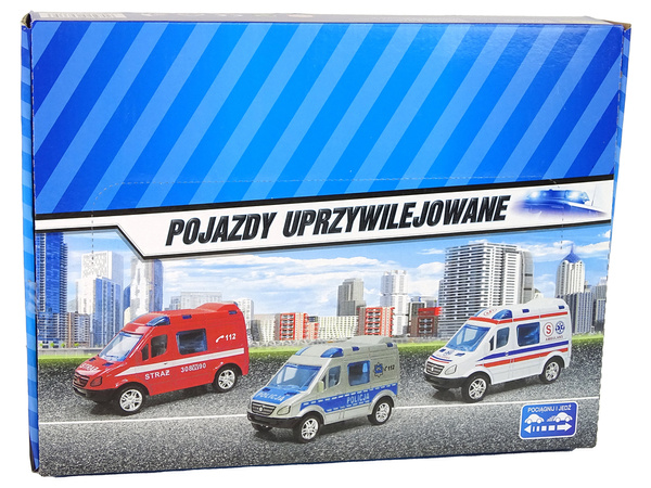 Metalowe Autko Mini Van Straż Pożarna Policja 8cm 