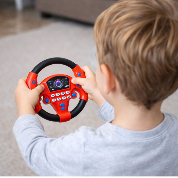 Kierownica Interaktywna Z Przyssawkami Światła Dźwięki Czerwona