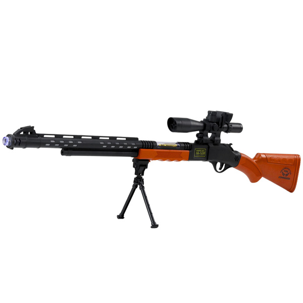 Karabin Snajperski Zabawkowy AK-528 Celownik Statyw Światła Dźwięki 