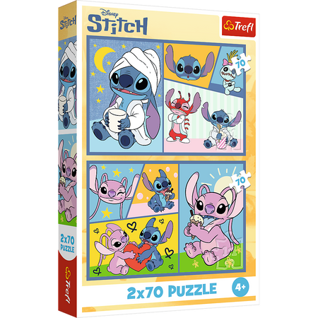 Puzzle 2x70 Ze Stitchem nie ma nudy - Disney Lilo and Stitch Trefl 34444