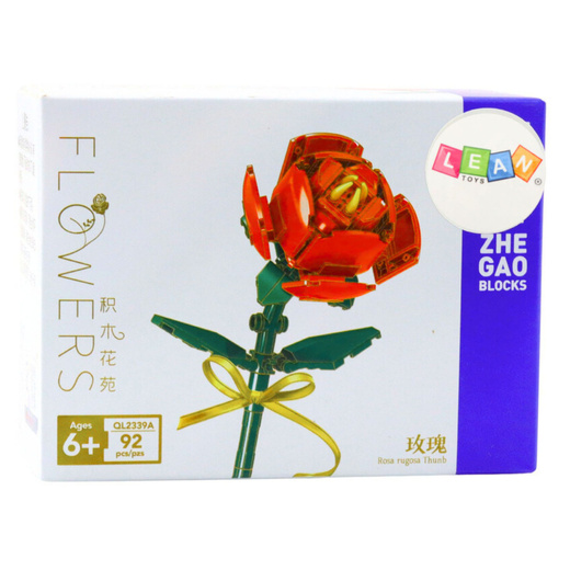 Klocki Konstrukcyjne Róża Z Kokardą Czerwona 92 el. 