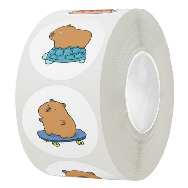 Naklejki Z Kapibarą Taśma Różnorodne Wzory 2,5cm 500szt