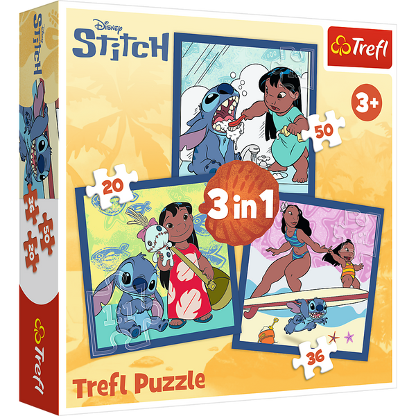 Puzzle - 3w1 (20, 36, 50) - Czas ze Stitchem - Lilo and Stitch - Trefl 34896 