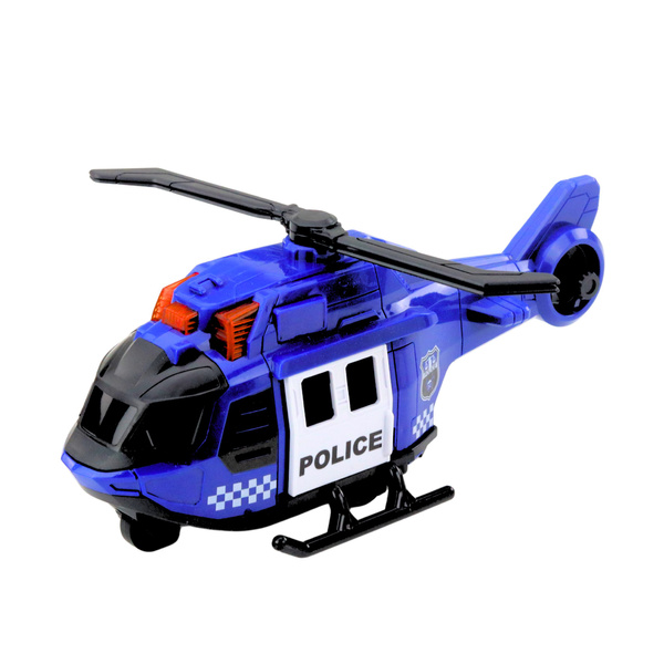 Zestaw Ciężarówka Policyjna Helikopter Auto Radiowóz Światła Dźwięki 