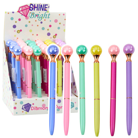 Długopis Z Dużą Perłą Obrotowy Mechanizm Niebieski Tusz 1.0mm Mix