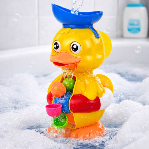 Zabawka Interaktywna Do Kąpieli Kaczka Z Młynkiem Przyssawki Łyżeczka 