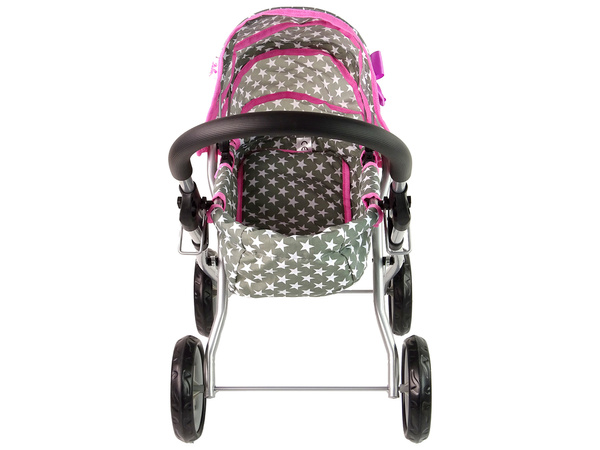 Wózek Dla Lalek Szary w Białe Gwiazdki 