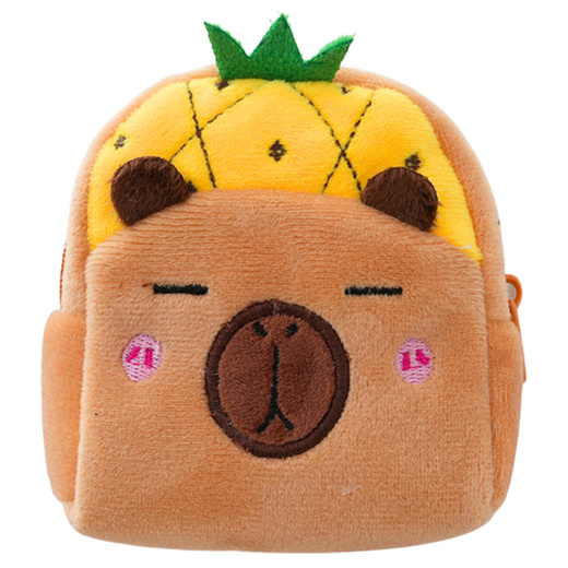 Portfelik Pluszowy Z Brelokiem Kapibara Ananas Żółty 9,5 x 8 cm 