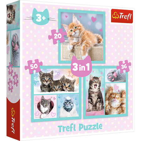 Puzzle - 3w1 (20, 36, 50) - Słodkie zwierzaki - Trefl 34862
