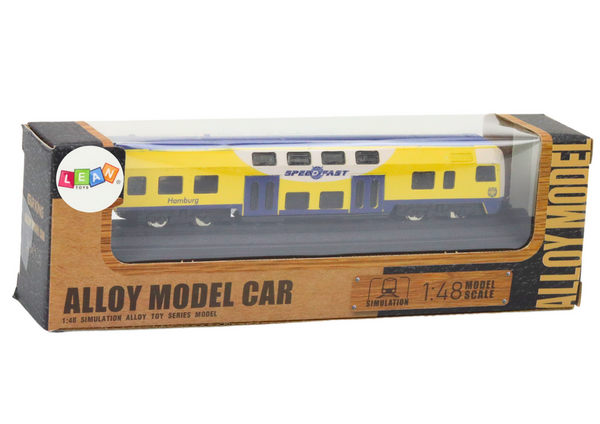 Model Kolekcjonerski Pociąg Żółto-Niebieski 1:48 Metalowy 