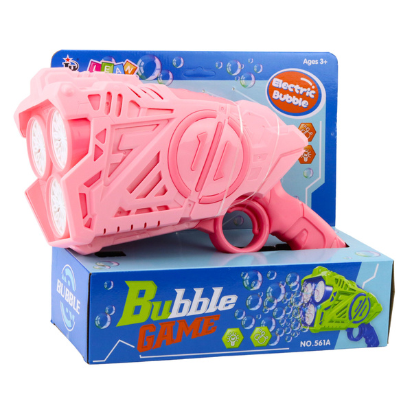 Pistolet Na Bańki Mydlane Na Baterie Światła LED Różowy 