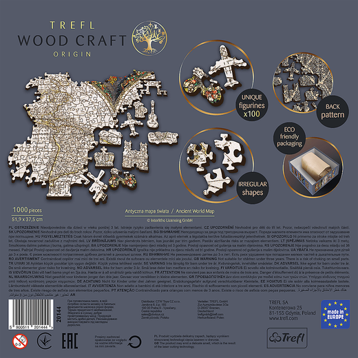 1000 Puzzle Drewniane - Antyczna mapa świata 20144