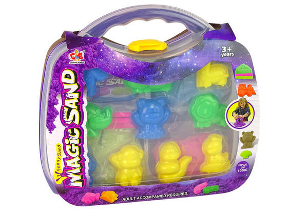 Magiczny Piasek Kinetyczny w Walizce 3 Kolory Foremki 1 kg 