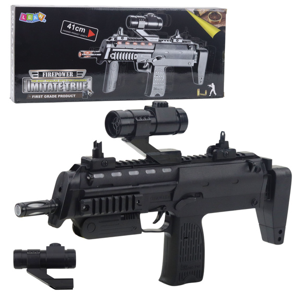 Karabin Zabawkowy Broń Światła Dźwięki Celownik Czarny 41cm 