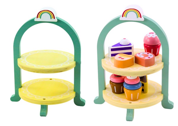 Zestaw Słodyczy Ciasta Babeczki Stojak Drewniany