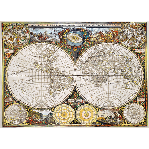 1000 Puzzle Drewniane - Antyczna mapa świata 20144
