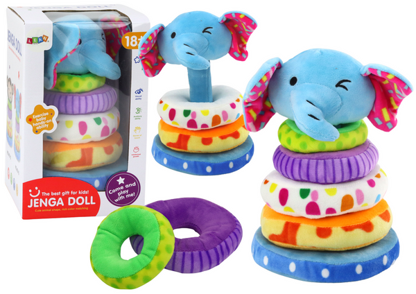 Piramidka Pluszowa Słoń Maskotka Edukacyjna Kolorowa 24 cm 