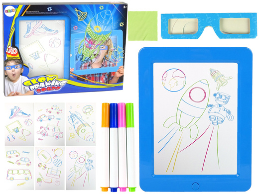 Magiczna Podświetlana Tablica 3D Okulary Niebieska 