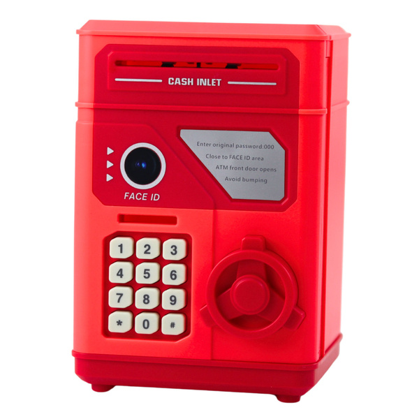 Elektroniczny Sejf Bankomat Skarbonka Na PIN Dla Dzieci Czerwony