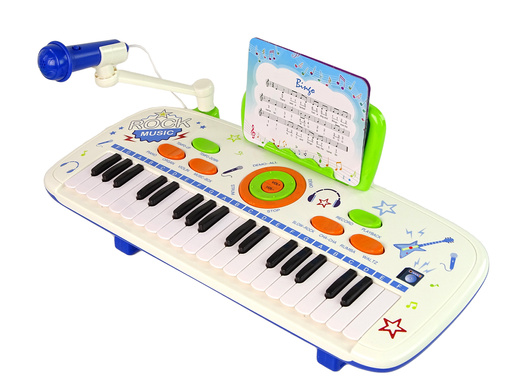 Elektryczne Pianino Keyboard Dla Dzieci Niebieski Nuty USB MP3