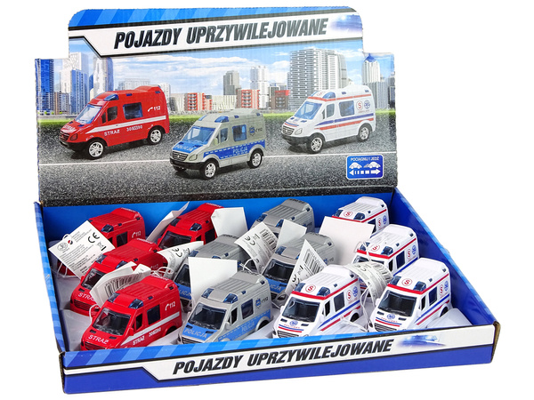 Metalowe Autko Mini Van Straż Pożarna Policja 8cm 