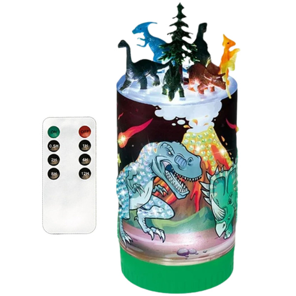 Zestaw Kreatywny Dinozaury W Słoiku Diamenty Lampka Nocna Pilot DIY
