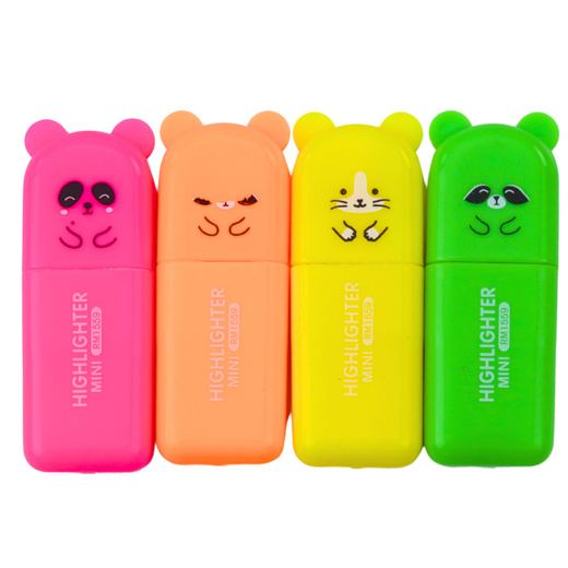 Zestaw Mini Zakreślacze Misie Kolorowe Plastikowe Etui 5szt