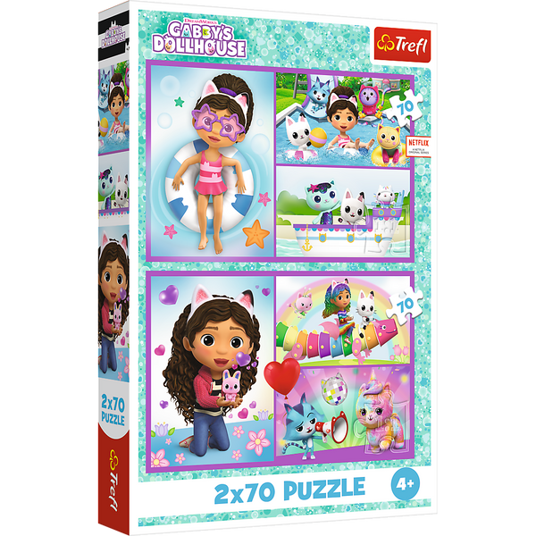 Puzzle - 2x70 - Baw się z Gabby - Koci Domek Gabi - Trefl 34438