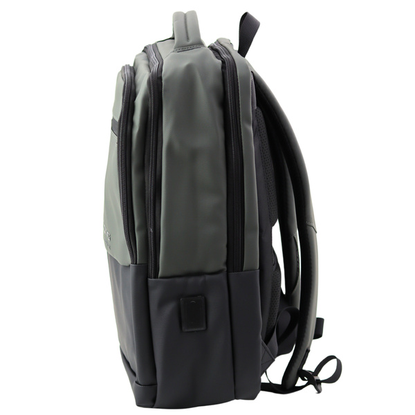 Plecak Miejski Biznesowy USB Kieszeń Na Laptopa Czarno Szary 16L 41cm