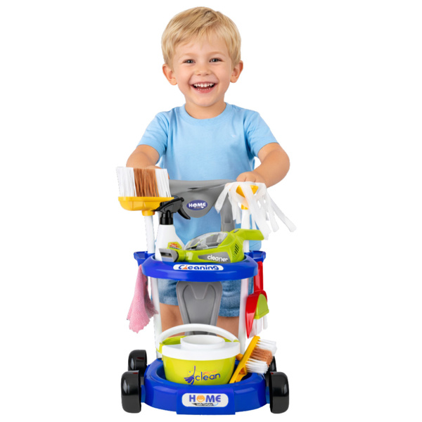 Zestaw Do Sprzątania Dla Dzieci Wózek Odkurzacz Interaktywny Akcesoria 20el