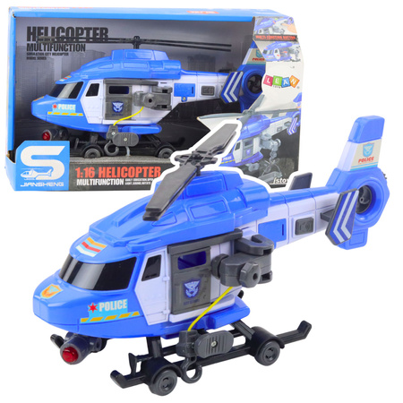 Helikopter Policyjny Hak Nosze Światła Dźwięki Niebieski 1:16