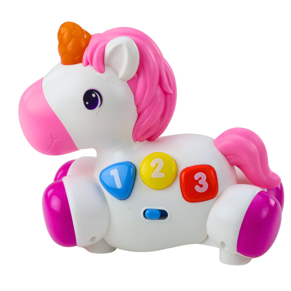 Zabawka Interaktywna Dla Malucha Jednorożec Na Kółkach Światła Dźwięki 
